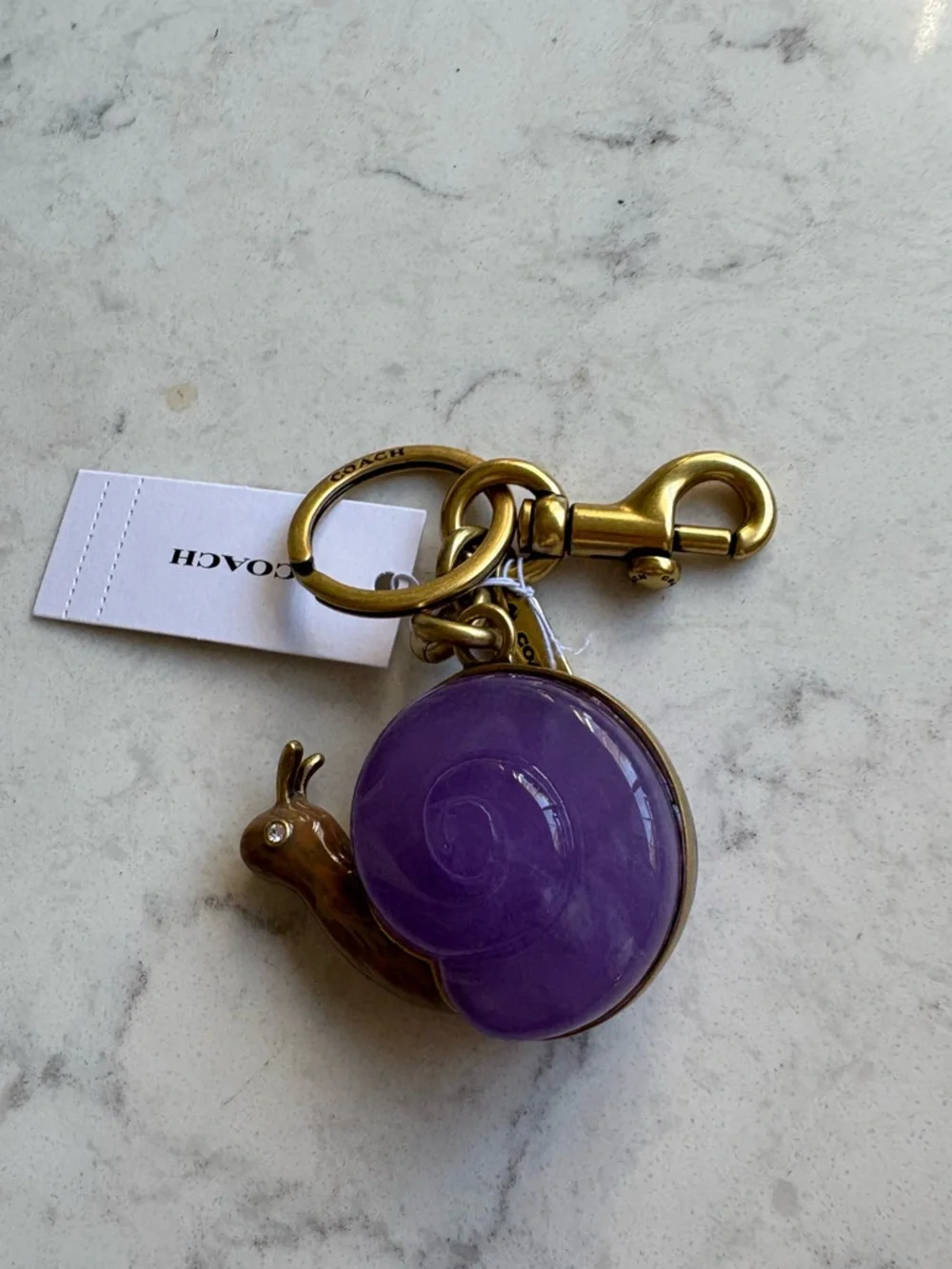 COACH Purple Multi Snail Charm Key & Card Holder Accent